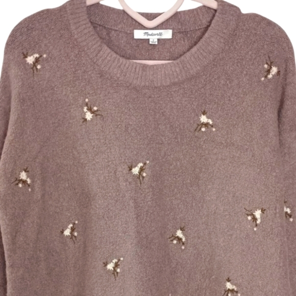 Embroidered Cross-Stitch Floral Sweater - Heather Lavender Size Small Retail$110 - Picture 6 of 13